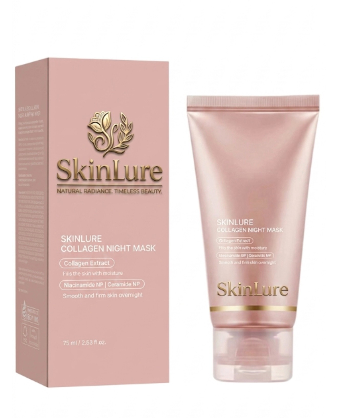 SkinLure Collagen Night Mask — overnight repair sleeping cream in a rose tube